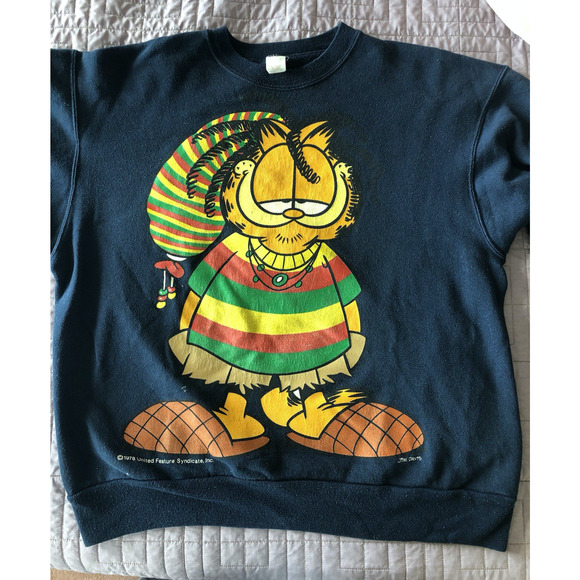 Vintage 1978 Garfield Odie Rasta Stoner Weed Sweatshirt Jim Davis - Picture 7 of 9